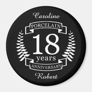 Porcelain traditional wedding anniversary 18 years magnet
