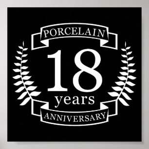Porcelain traditional wedding anniversary 18 years poster