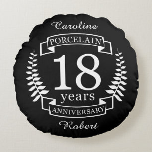 Porcelain traditional wedding anniversary 18 years round cushion