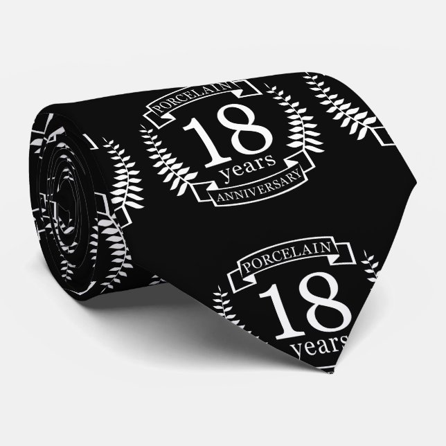Porcelain traditional wedding anniversary 18 years tie (Rolled)