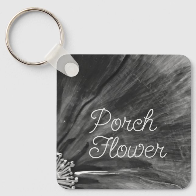 Porch Flower / Black and White / Key Ring (Front)
