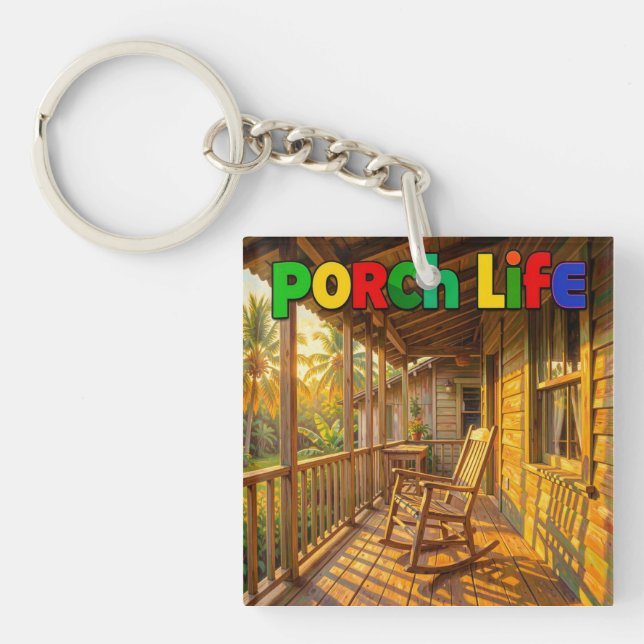 Porch life jamaica sunny day key ring (Front)