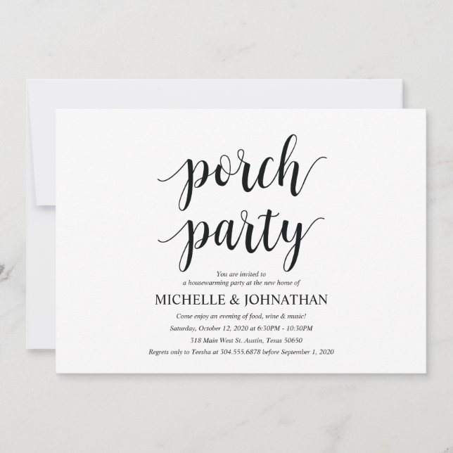 Porch Party, Housewarming party invitation cards (Front)