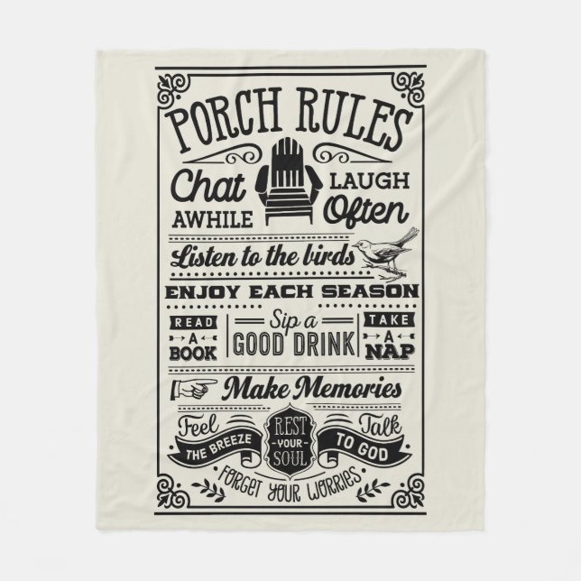 Porch Rules  Fleece Blanket (Front)