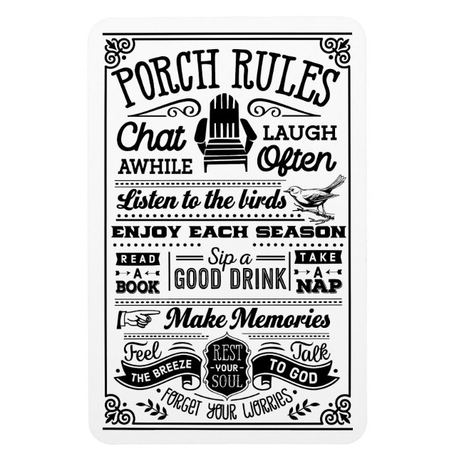 Porch Rules  Magnet (Vertical)