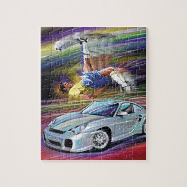 PORCHE AND FOOTBALL/SOCCER PLAYER JIGSAW PUZZLE (Vertical)