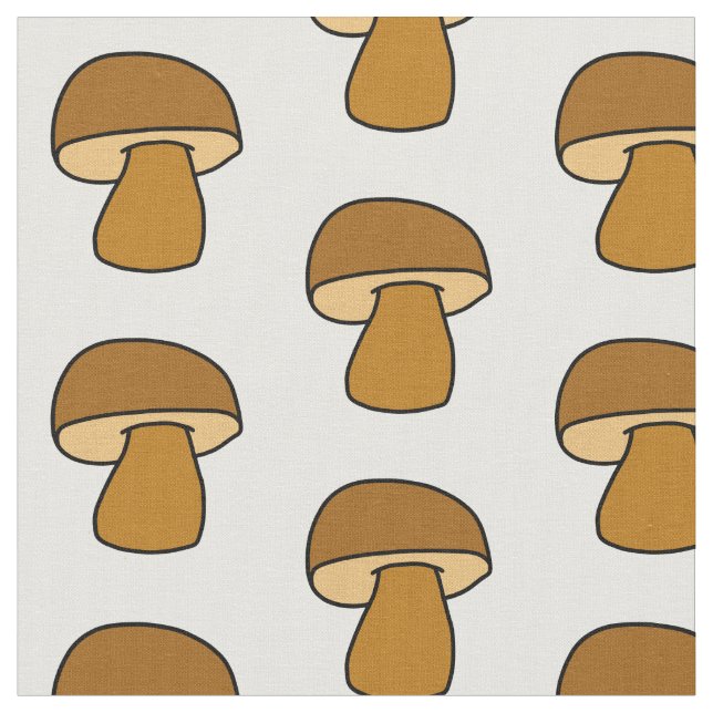 Porcino Mushroom Fall Autumn Pattern Fabric (Close Up)