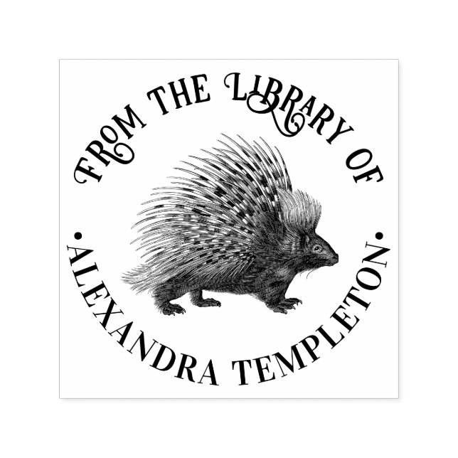 Porcupine #1 Round Library Book Name Self-inking Stamp (Design)