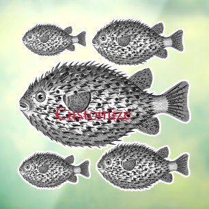 Porcupine blowfish Thunder_Cove Window Cling