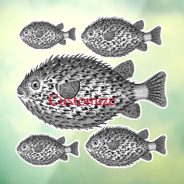 Porcupine blowfish Thunder_Cove  Window Cling (Sheet 3)