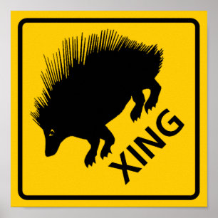Porcupine Crossing Highway Sign