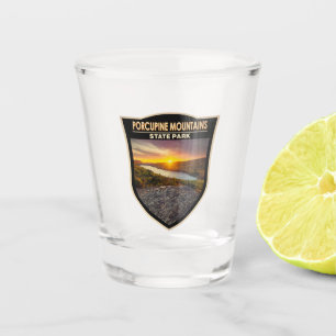 Porcupine Mountains State Park Michigan Watercolor Shot Glass