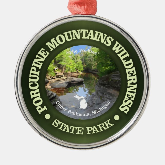 Porcupine Mountains Wilderness SP Metal Tree Decoration (Front)