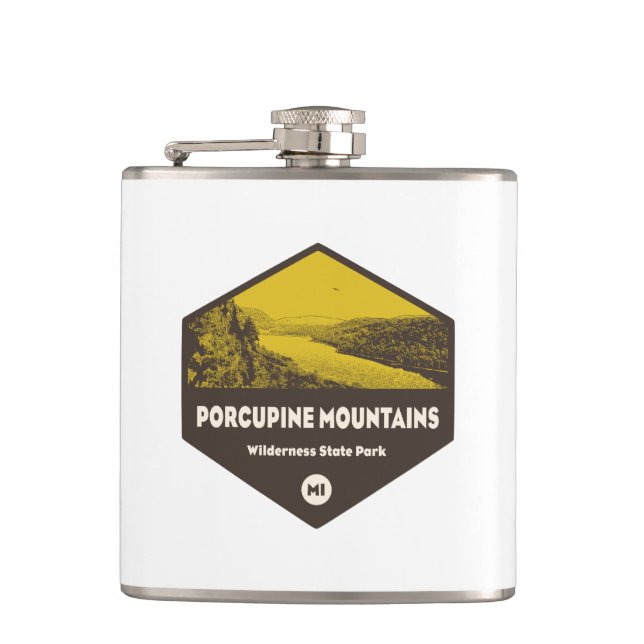 Porcupine Mountains Wilderness State Park Michigan Hip Flask (Front)