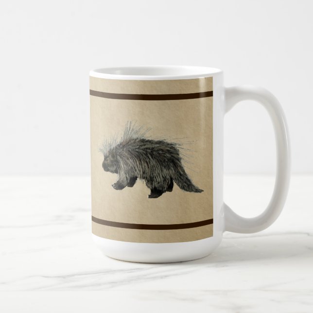 Porcupine On Old Paper Coffee Mug (Right)