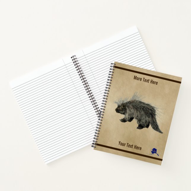 Porcupine On Old Paper Notebook (Inside)