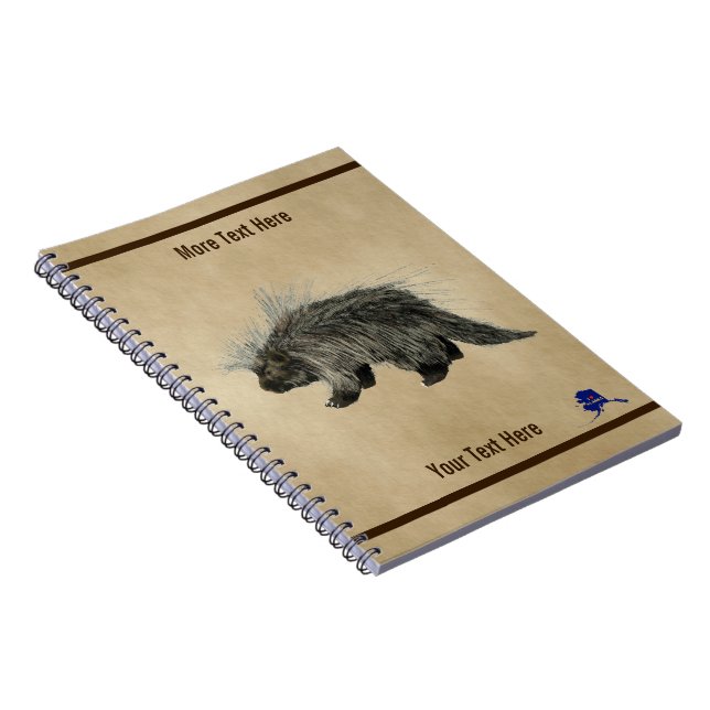 Porcupine On Old Paper Notebook (Right Side)