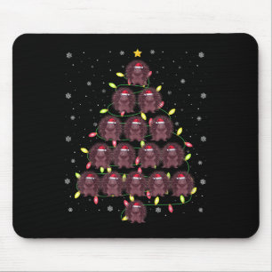 Porcupine Santa Christmas Tree Lights Ugly Sweater Mouse Mat
