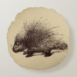 porcupine Vintage illustration Round Cushion