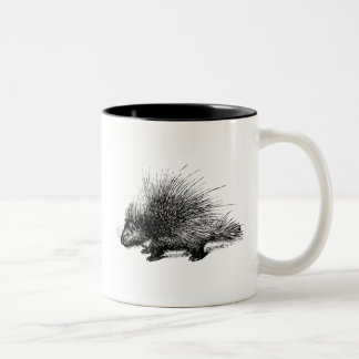 Porcupine vintage illustration Two-Tone coffee mug