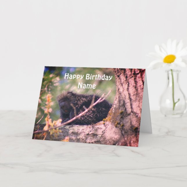 Porcupine Wildlife Personalised Birthday  Card (Small Plant)