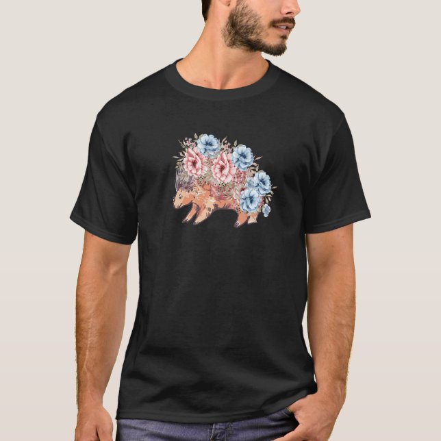 Porcupine With Flower Quills  Rodent Porcupine T-Shirt (Front)