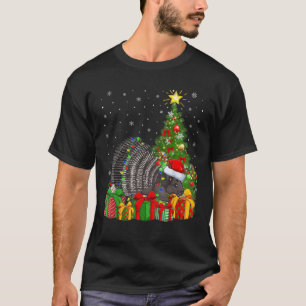 Porcupine Xmas Tree Lighting Santa Hat Porcupine C T-Shirt