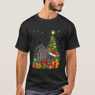 Porcupine Xmas Tree Lighting Santa Hat Porcupine C T-Shirt