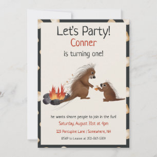 Porcupines smore fun Birthday invitation