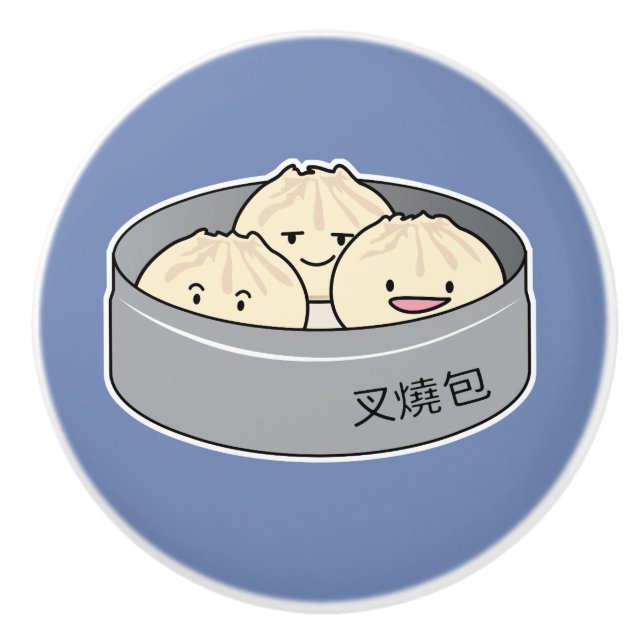 Pork Bun dim sum Chinese breakfast steamed bbq bun Ceramic Knob (Front)