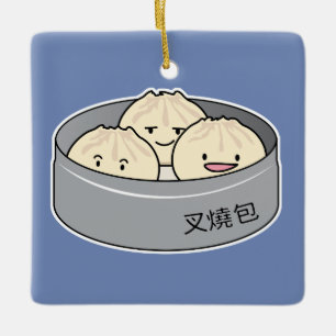 Pork Bun dim sum Chinese breakfast steamed bbq bun Ceramic Ornament