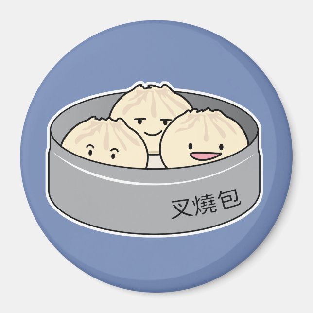 Pork Bun dim sum Chinese breakfast steamed bbq bun Magnet (Front)