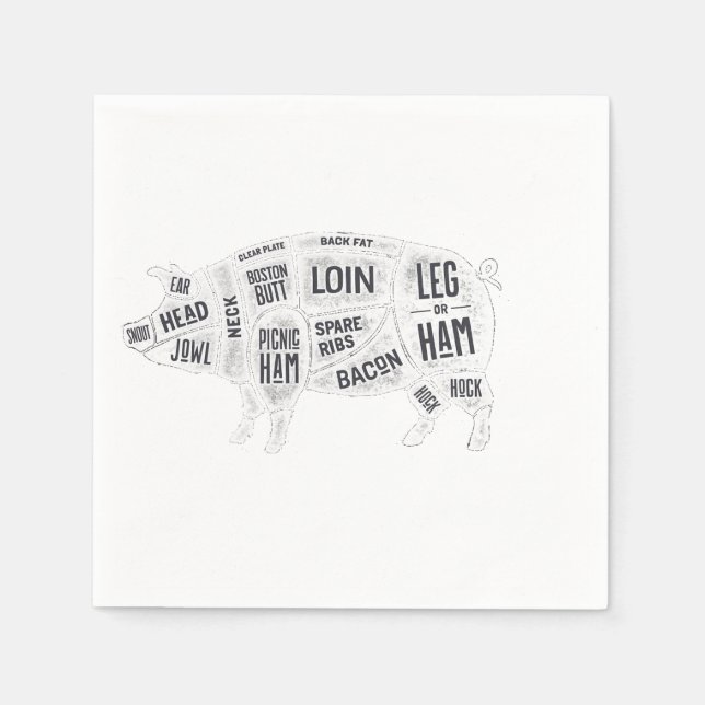 Pork Butcher Chart Napkin (Front)