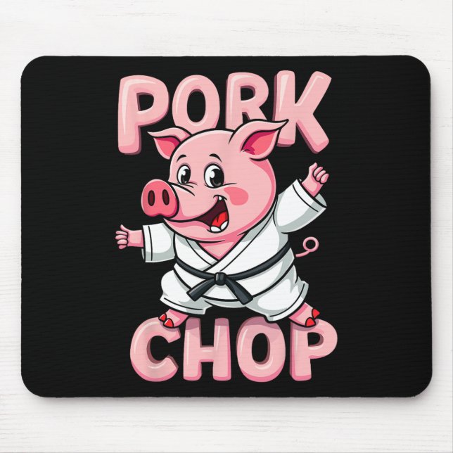 Pork Chop Funny Karate Pig Martial  Mouse Mat (Front)