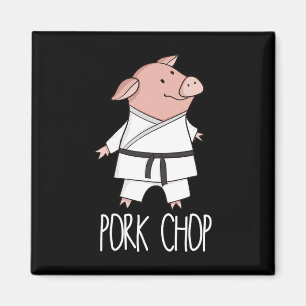 Pork Chop - Funny Pig Animal Pun Karate Magnet