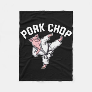 Pork Chop - Funny Pig Karate Pun  Fleece Blanket