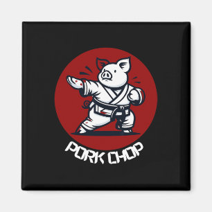 Pork Chop Karate Pig Funny Pun Martial Arts Magnet