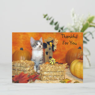 Pork Chop's Thanksgiving Cat Flat Card
