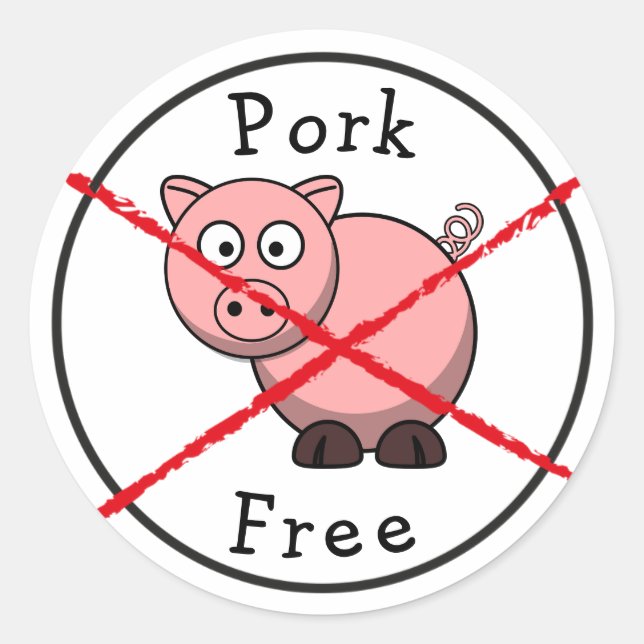 Pork Free No Pigs Food Label Sticker Allergies (Front)