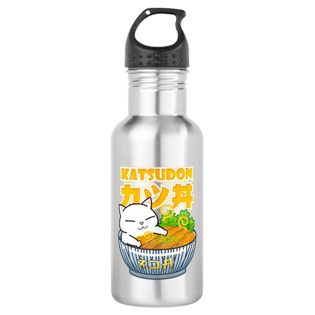 Pork Katsudon Cat 532 Ml Water Bottle (Front)