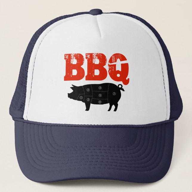 Pork Meat Cuts Butcher Custom Trucker Hat (Front)
