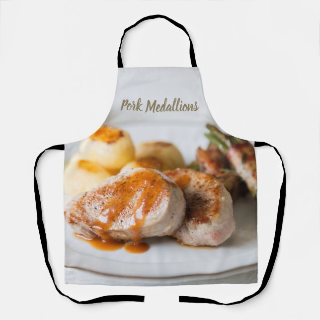 Pork medallions tenderloin with potatoes and beans apron (Front)