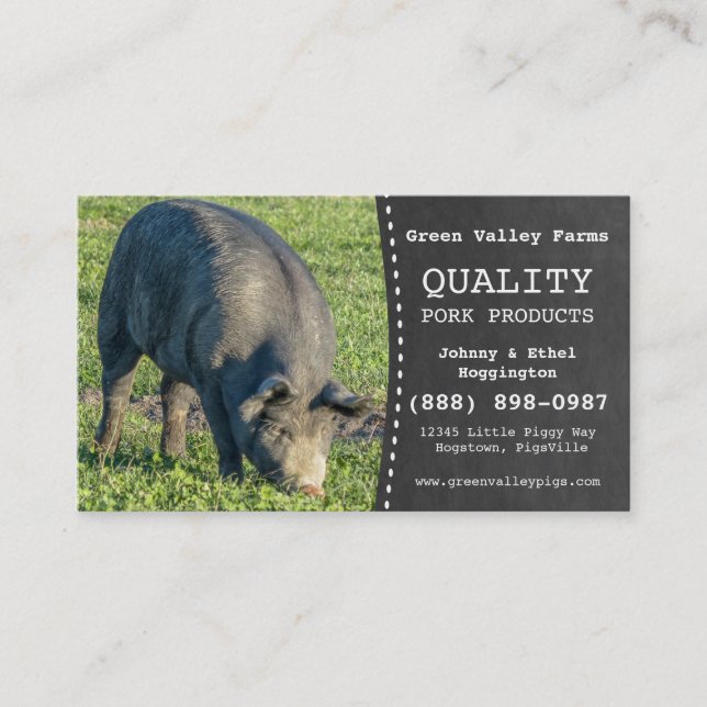 Pork Producer Hog Pig Farm Business Card (Front)