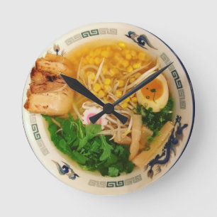 Pork Ramen Noodle Soup Round Clock