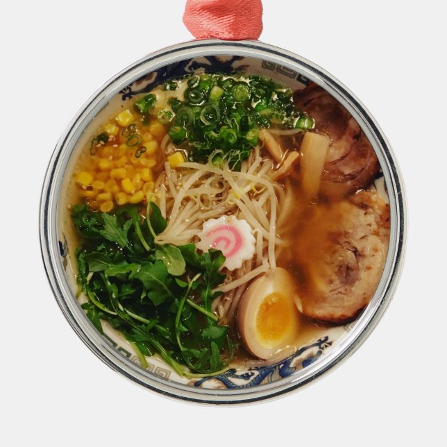 Pork Ramen Noodles Metal Tree Decoration (Front)