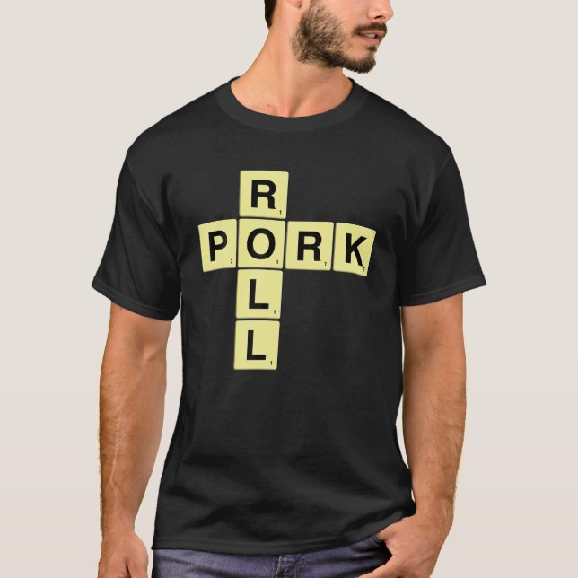 Pork Roll Letter Word Puzzle Game Graphic NJ Egg C T-Shirt (Front)