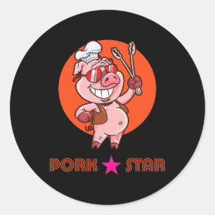 Pork Star Bbq Byrbecue Grilling Ribs Summer Time P Classic Round Sticker