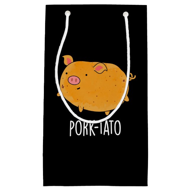 Pork-tato Funny Potato Pun Dark BG Small Gift Bag (Front)