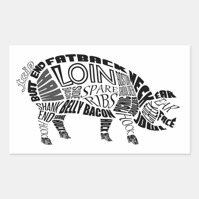 Pork Typogram Rectangular Sticker (Front)