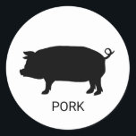 Pork Wedding Meal Choice Classic Round Sticker<br><div class="desc">These pork wedding meal choice stickers are perfect for a rustic wedding. The design features a pig icon with the dish name listed below (optional). Stick these on the front or back of your guests place cards so that they will be served the correct meal at your reception.</div>